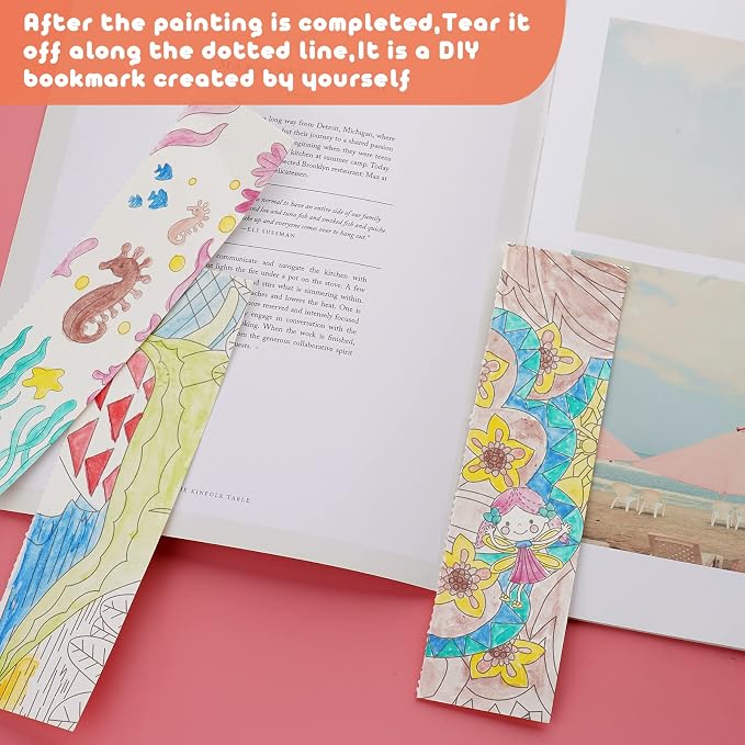 Cavnewt Pocket Watercolor Painting Book,21-Pages,Travel Paint Watercolor Coloring Book Set for Kids 3-8 Years Old,Boys and Girls Party Birthday Thank You Exchange Art Craft Gifts-Undersea World