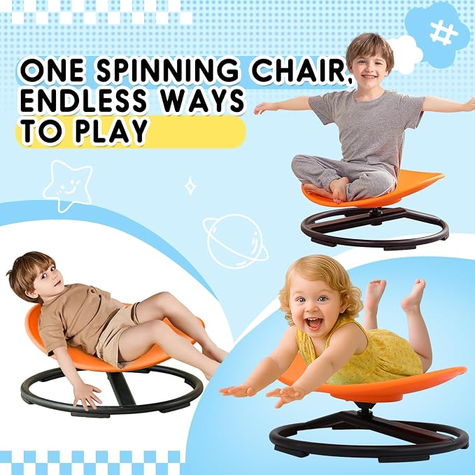 Spinning Chair For Kids With Autistic And ADHD, Sensory Sit And Spin Age 3+ | ADHD Chair Helps Release Energy, Improve Motor Skills And Focus Through Fun Movement At Home, School Or Sensory Spaces
