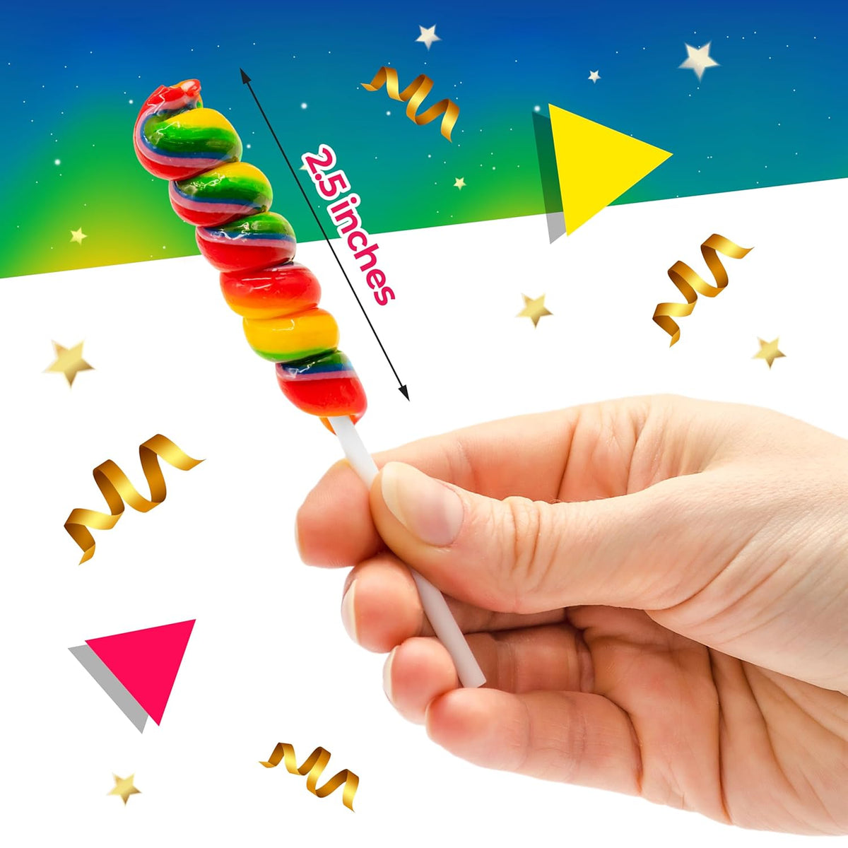 Rainbow Swirl Lollipops | 30 Count Jar | Rainbow Lollipops Individually Wrapped | Twisty Suckers Party Favors | Tutti-Frutti Party Candy for Buffets and Gifting