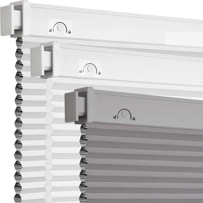 Grandekor No Drill No Tools Cordless Cellular Shades, 26.5" W x 64" H, UV