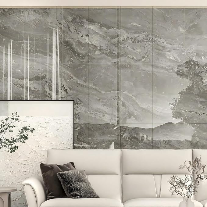 Chejiaye 10pcs Marble Peel and Stick Backsplash Waterproof Washroom Wall Panels