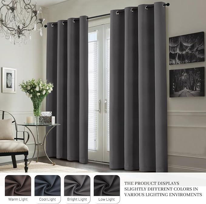 Yakamok 100% Blackout Curtain Panels 63 inches Cold and Light Blocking Drapes