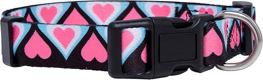 Native Pup Valentine’s Dog Collar- Valentines Day Pet Collars- Valentine Girly Hearts- Pink Red Heart- Cute Boy Girl Puppy Gift- Adjustable for Small, Medium, Large Breeds (Blue & Pink Hearts, Medium)