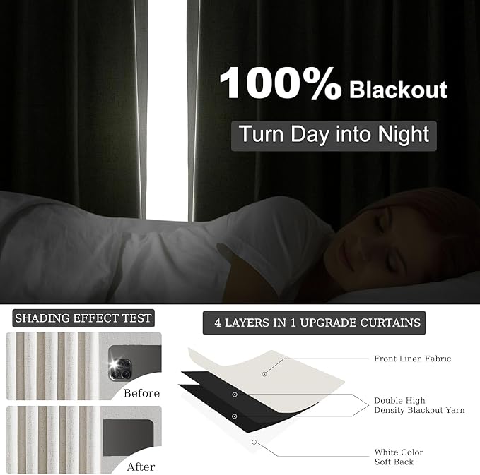 Topfinel 92 Inch Long Black Out Custom Drapery Panels, Double Pinch Pleated Window Coverings, Kids Summber Boho Farmhouse Heat Blocking Sound Block Back Tab Curtains for Patio Sunroom Bay Window