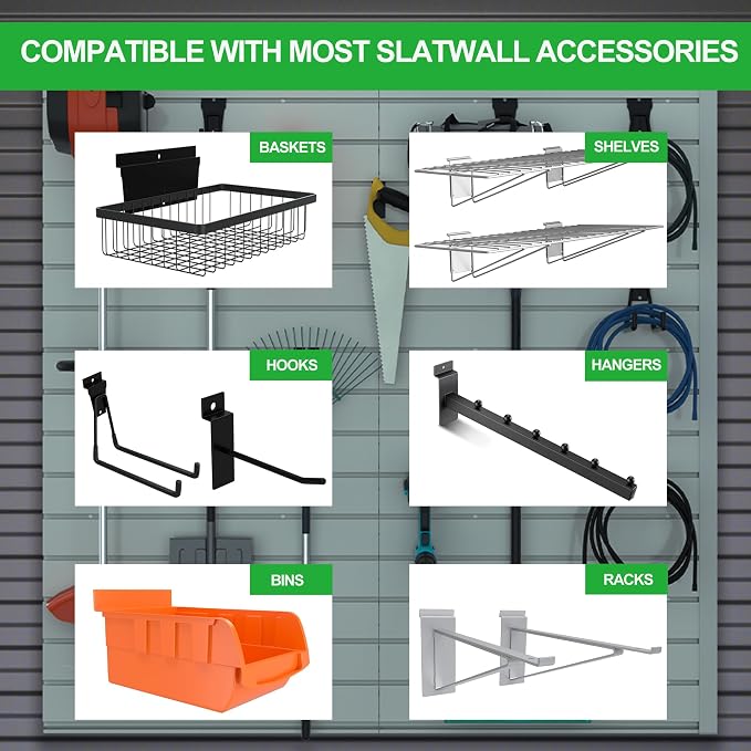 RELIANCER PVC Slat Wall Panels, 4ft by 2ft Garage Wall Organizer Storage System