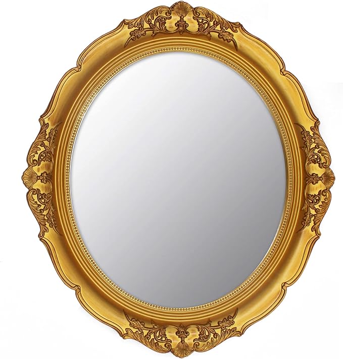 YCHMIR 14.8 x 13.1 inch Oval Wall Mirror Vintage Style Wall Mounted