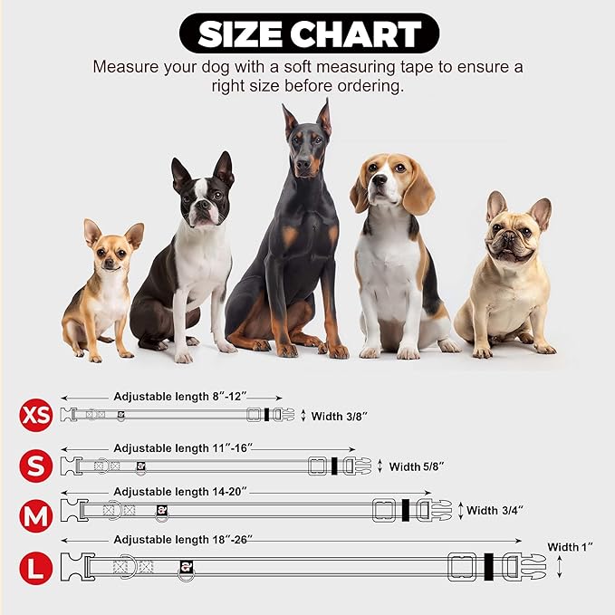 azuza Reflective Dog Collar with Airtag Holder, Soft Neoprene Padded Pet Collar with ID Tag Ring, Adjustable for Large Dogs,Royal Blue,L