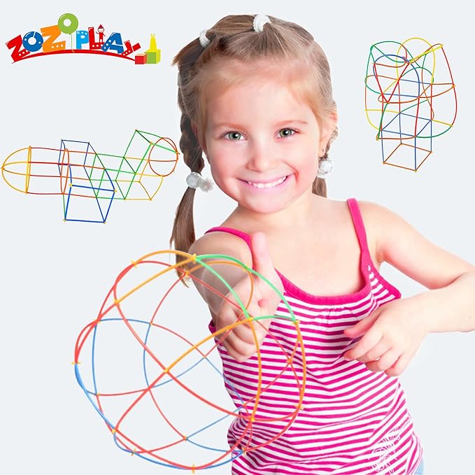 ZOZOPLAY Straw Constructor STEM Building Toys 400 Piece Straws and Connectors Building Sets Colorful Motor Skills Interlocking Plastic Engineering Toys Best Educational Toys Boy & Girl… | 400 colorful straws and connectors let kids 3+ build cars and ro...