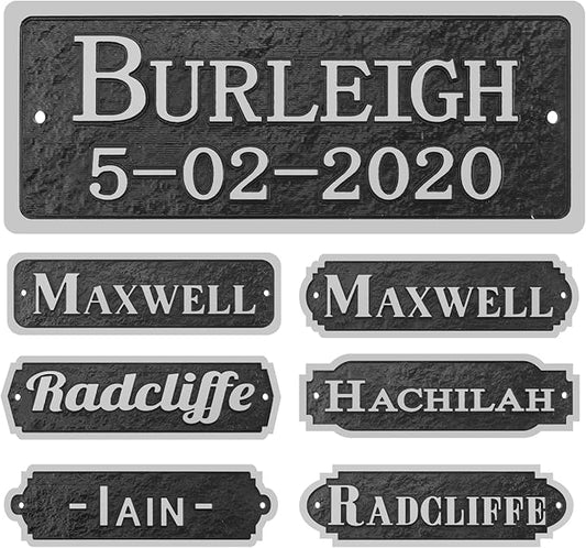 Acrylic Horse Stall Name Plate, 2.4" x 8" Personalized Stall Signs, UV Protected, Custom Pet Name Sign, All Weather Adhesive, Mounting (Silver, Style 7)