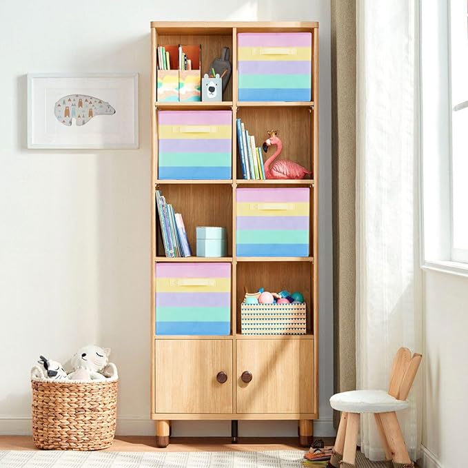 ShellKingdom Foldable Fabric Storage Cubes And Cloth Organizer Drawer For Closet And Toys, 2 Pack (Rainbow)