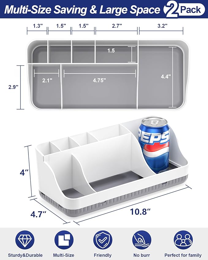 Bathroom Counter Organizer and Storage, 7 Slots Detachable Toothbrush Holders for Bathrooms, Anti-Slip Electric Toothbrush and Toothpaste Holder Countertop Vanity Organizer Accessories for Adults Kids