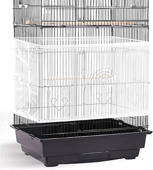 Shappy Large Bird Cage Seed Catcher,Bird Cage Cover Net Skirt Guard,Adjustable Soft Airy Mesh Net for Parrot Parakeet Macaw(78.7 x 15 Inch/ 200 x 37 cm,White)