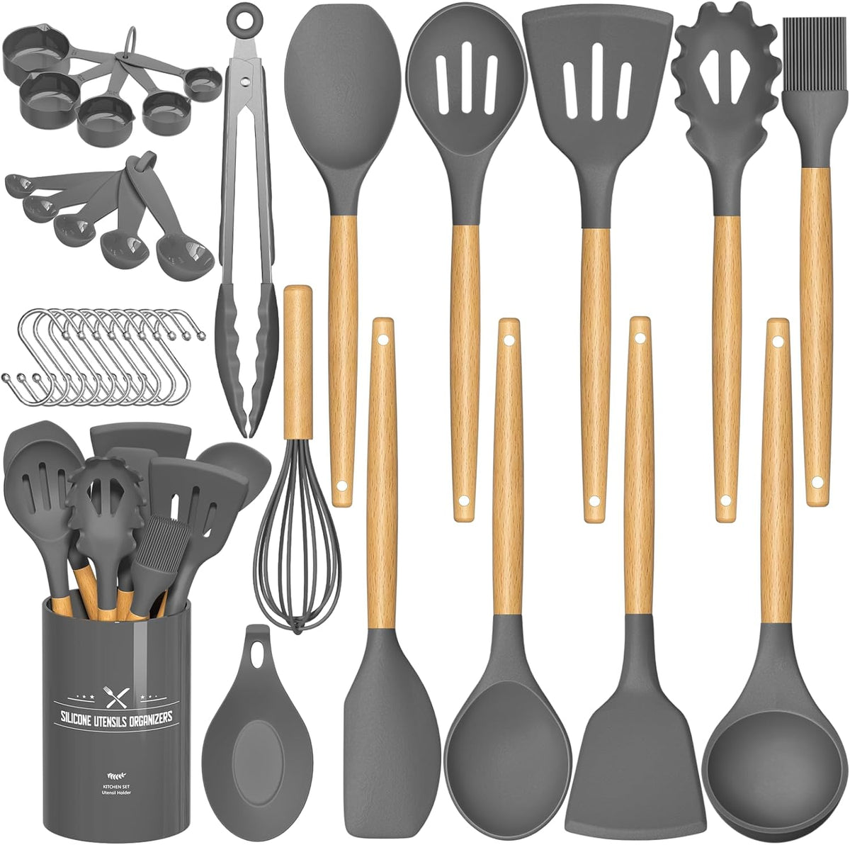 Umite Chef 33‑Piece Silicone Cooking Utensils Set with Holder