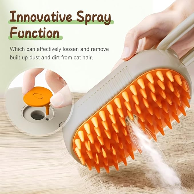 Upgrade Cat Steam Brush, 3 in 1 Pet Steam Groomer Brush, Rechargeable Pet Steam Groomer Comb for Massaging and Cleaning Shedding Pets Hair, Anti-Static Hair Removal Comb for Cats Dogs (White)
