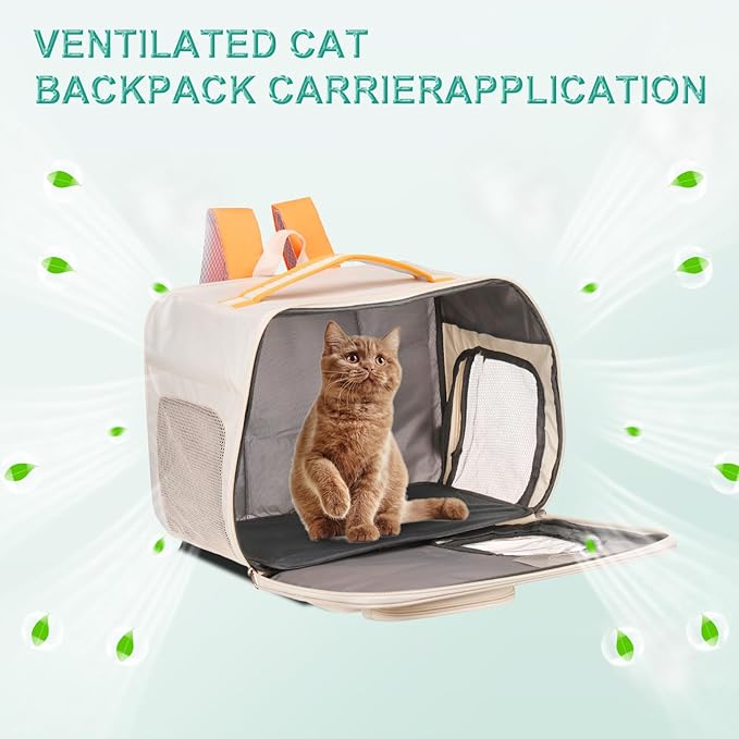 Cat Backpack Carrier, Breathable Dog Carrier Pet Supplies for Cats or Small Dogs Puppies, Intended for Hiking/Camping/Traveling (Blue, 16"x10"x12")