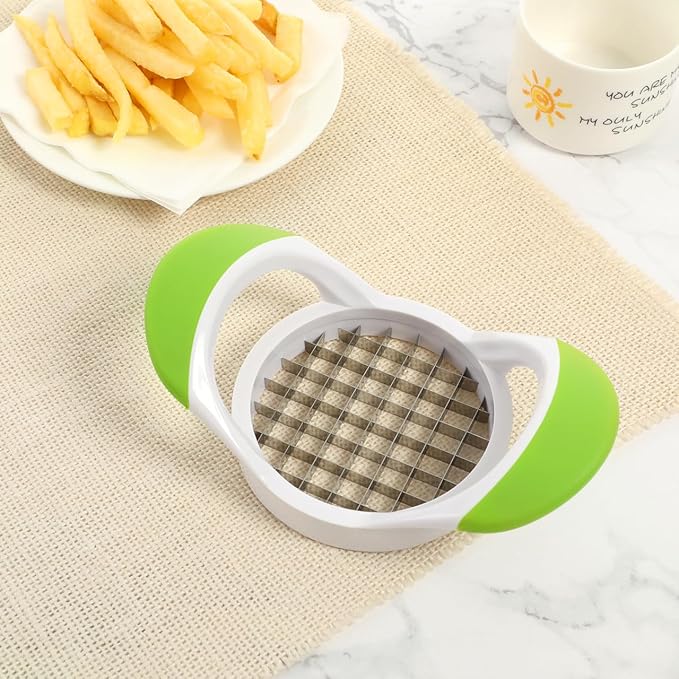 Cabilock French Fry Cutter, Stainless Steel French Fry Slicer with Handle, Fast Manual Cutter Chopper for Potato Carrots Onions Fruit, Kitchen Tool for Home and Picnic