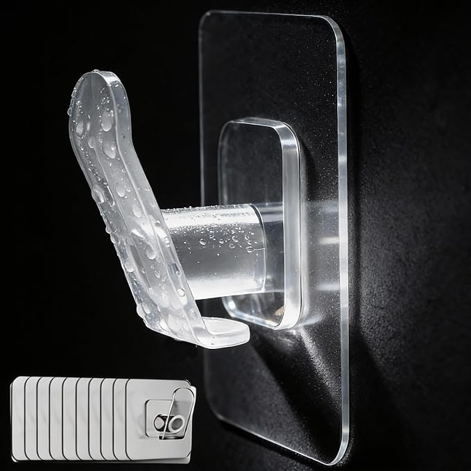 DELITON 10 Pack Adhesive Towel Hooks, Coat Hooks Stick on Wall Hanging Robes