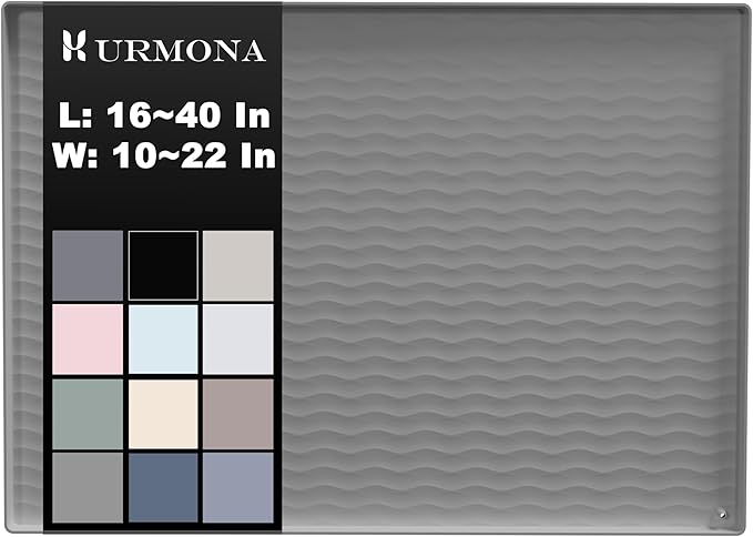 URMONA 19'' x 19'' Waterproof Silicone Under Sink Mat Cabinet and Counter Protector, Shelf Liner for Kitchen and Bathroom, Storage and Organizers, Litter Mat, Pet Cat Puppy Essentials（White Sand）