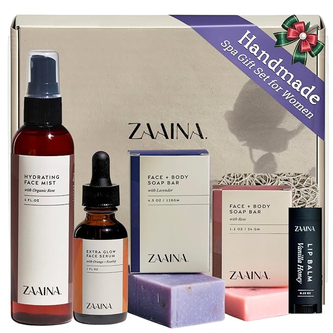 ZAAINA Spa Gifts for Women - Relaxation Spa Kit, Holiday Spa Gift Basket, Pampering At Home Natural Bath & Body Self Care Spa Package, Christmas Gifts for Mom Wife, Birthday Gifts for Women