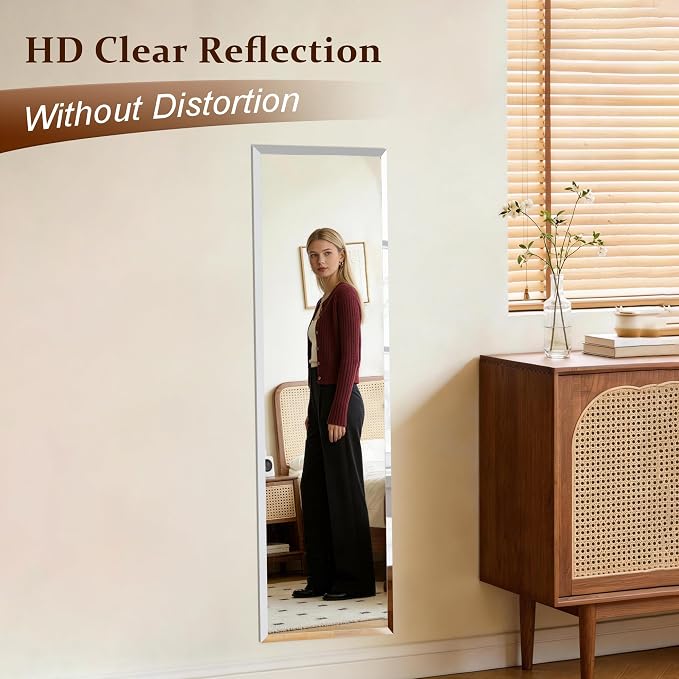 Frameless Mirror Full Length 51"x16" | Wall Mount Mirror Full Length Beveled