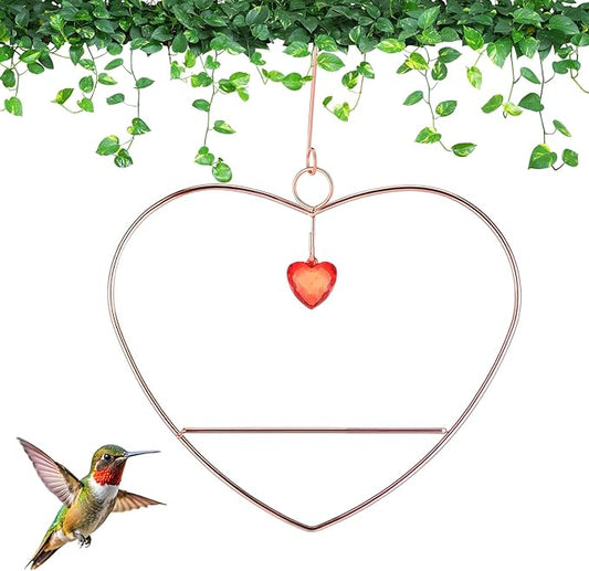 LemonRoad Hummingbird Swing, Tweet Heart Birdie Swing, Copper Hummingbird Perch Metal Frame for Wild Finches & Orioles Bird Outdoors Indoor Trunk Lawn Patio Garden (Copper)