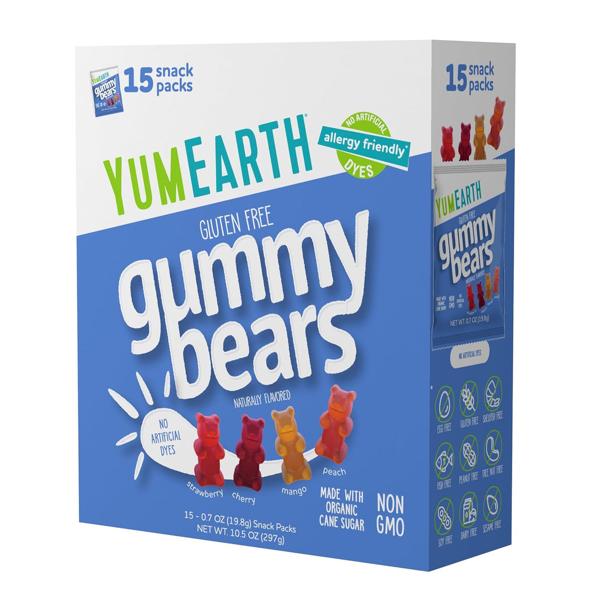 yumearth organic gummy bears fruity snack packs gluten free allergy friendly non gmo 10.5 oz pack of 15