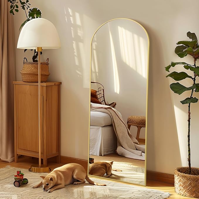 56"X18" Arched Full Length Mirror, Tempered Glass Full Body Mirror