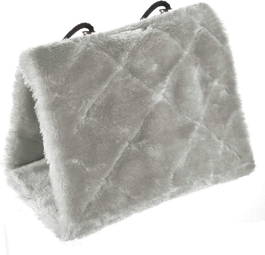 MOACC Winter Warm Bird Nest House Shed Hut Hanging Hammock Finch Cage Plush Fluffy Birds Hut Hideaway for Hamster Parrot Macaw Budgies Eclectus Parakeet Cockatiels Cockatoo Lovebird (M, Grey)