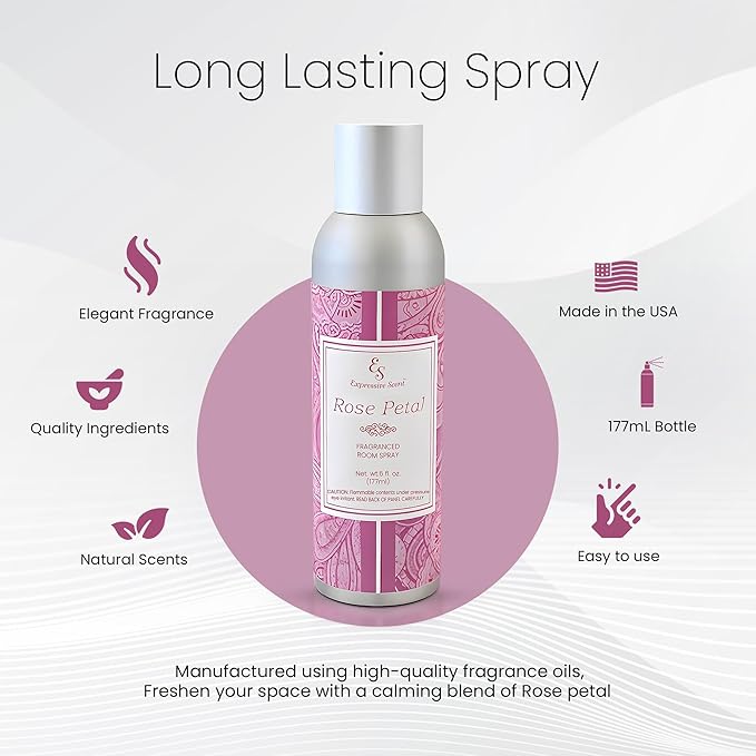 Expressive scent Room Freshener spray - Premium Rose Air Fresheners for Home – Long lasting home fragrance Spray for Bathroom, Office & Small Spaces 6 FL Oz