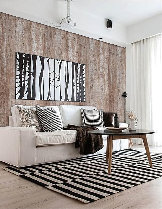 Dimoon 236"x17.7'' Wood Contact Paper Brown Grey Dark Wood Wallpaper Gray Brown