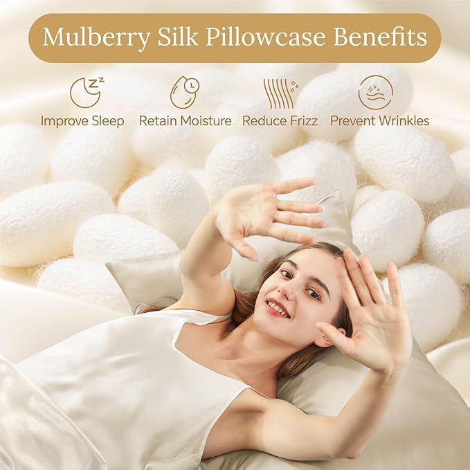 INFIIXSO Mulberry Silk Pillow Case King Size, Silk Pillowcase with Hidden Zipper 20"x36", Extraordinary Smooth and Soft Pillow Cases for Hair and Skin(Beige, 1 Pack)
