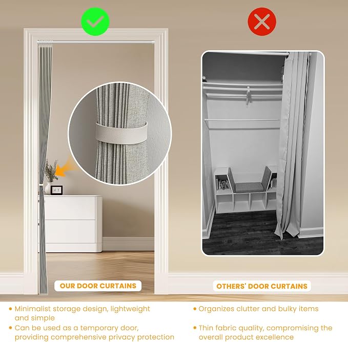 AJAZZ 100% Blackout Accordion Doors Interior Closet Curtain Doorway Curtains