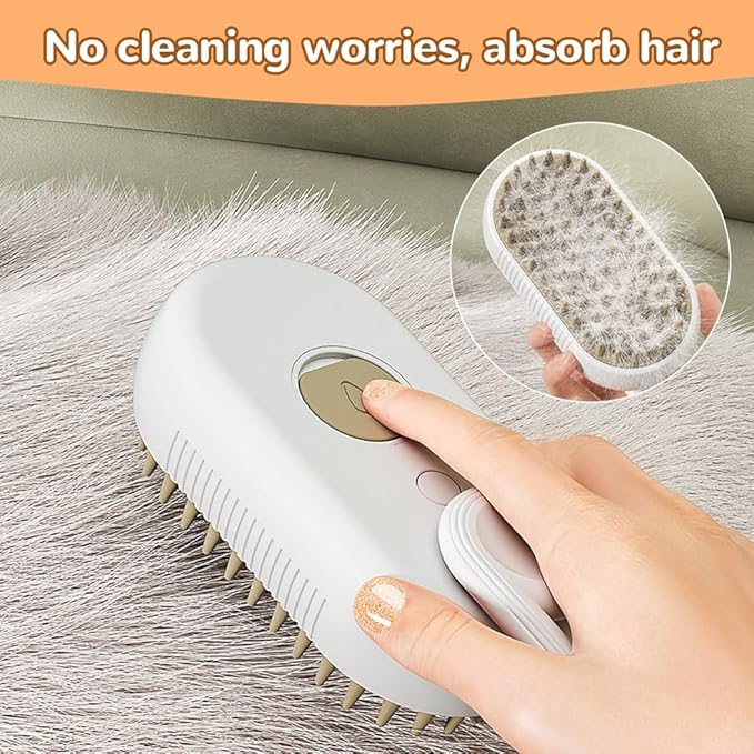 Cat Steam Brush 2025 New Pet Steam Groomer Comb, Painless Grooming Massage, 3 In 1 Water Brush for Cats Dogs (White)