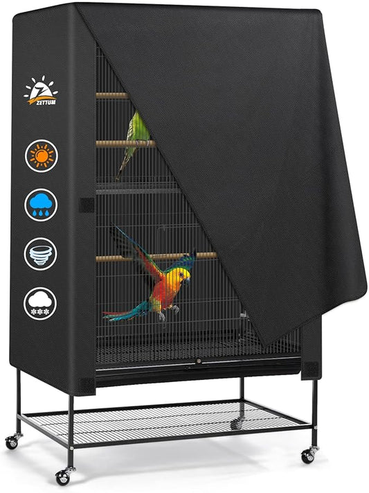 Zettum Bird Cage Cover - 600D Bird Cage Covers for Night Heavy Duty & Waterproof, Fade-Resistant Pet Bird Cage Cover Accessory for Parakeet, Parrot, Cockatiel and More Finches - 38 x 24 x 48 Inch