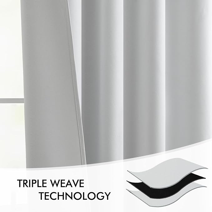 MIULEE Back Tab Light Blocking Curtains 90 Inch Long 2 Panels Set