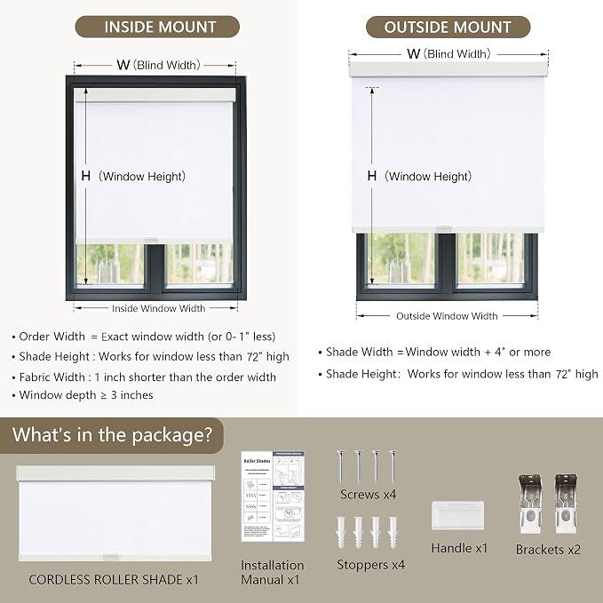 SUNOFF Cordless Blackout Roller Shades Blinds
