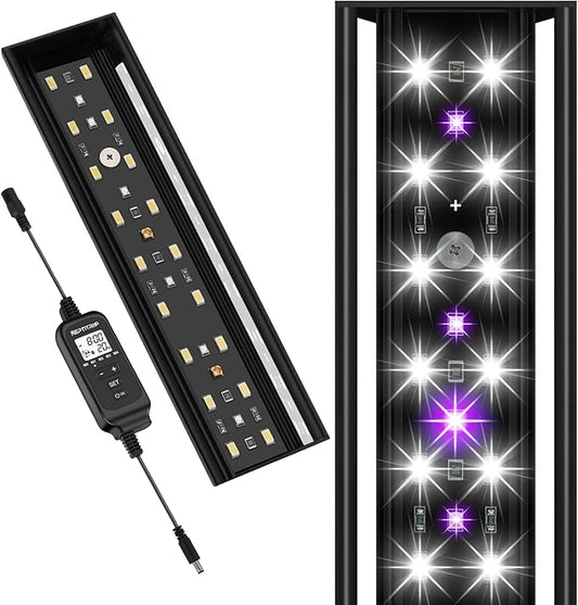 8-INCH LED UVB Light for Reptiles, LED Reptile Light Fixture Controller with Dimming and 4 UVI Modes, 8W Aluminum UVA UVB Lamp for Turtles, Snakes, and Bearded Dragons, 6500K