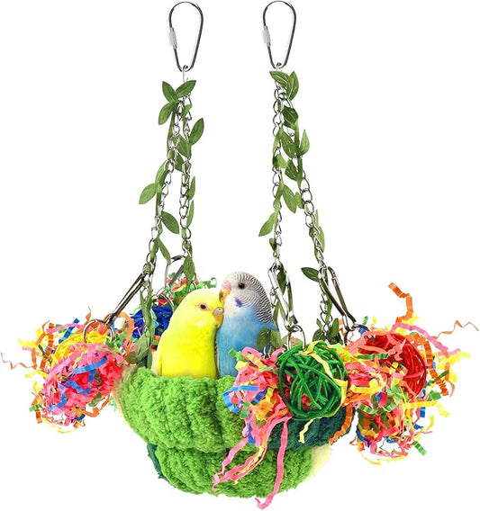 KATUMO Conure Nest, Bird Breeding Bed Cockatiel Snuggle Nest Parakeet Swing Bed for Small Pets, Size Large