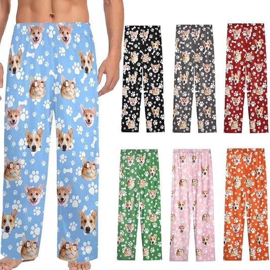Custom Pajamas Pants with Photo for Men Women:Made in USA Personalized Pajama Trousers,Gifts for Wife Husband
