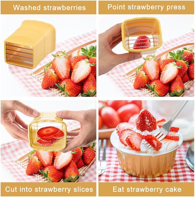 3Pcs Strawberry Slicer Cup with 2 Forks, Fruit Slicer Cup for Strawberry Egg Banana Mushroom Cucumber Kiwi and Veggie Salad Speed Cutter (SIZE:5pcs)