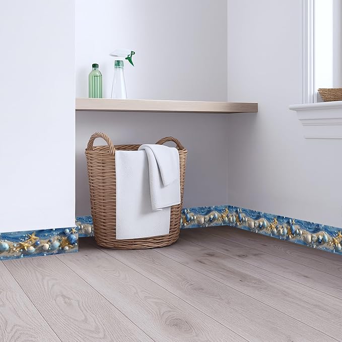 Ocean Starfish Wall Border 196x4 Inch Peel and Stick Coastal Beach Seashell
