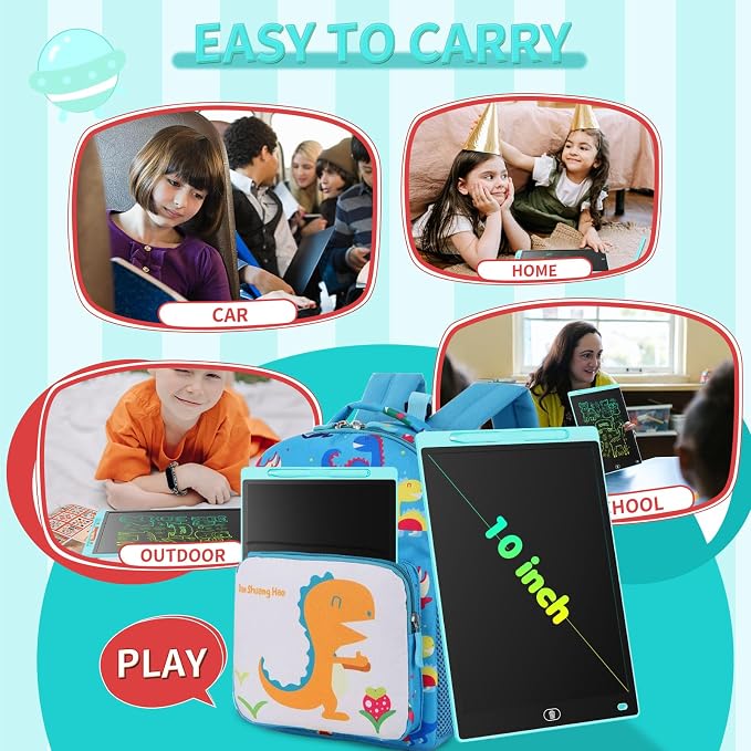 [2 Pack] Genialba LCD Writing Tablet 10-Inch Colorful Doodle Board, Toddler Learning Educational Toys Gifts for 3-8 Years Old Girls and Boys, Electronic Drawing Pad for Kids (Blue&Green)