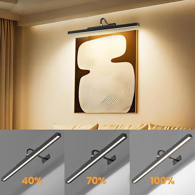 24Inch Picture Lights Battery Powered 6000mAh -3 Pack Black Wireless Remote