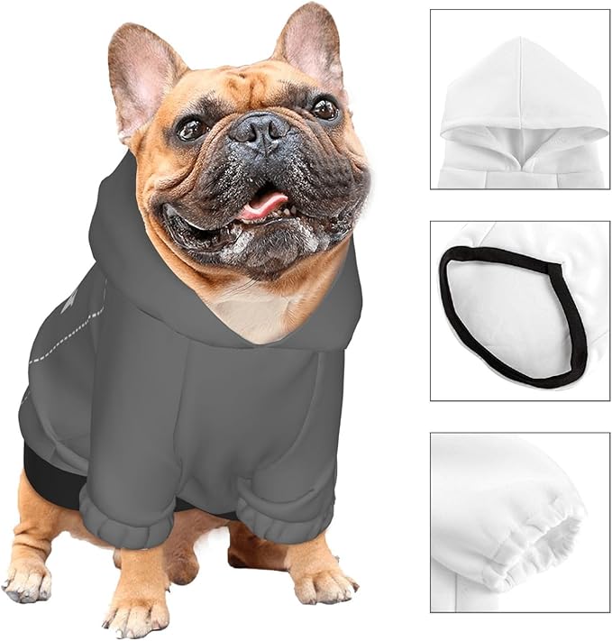 Personalized Dog Hoodie, Custom Dog Costumes for Small Dogs, Holiday Happy Dog Clothes Football Pet Shirt Sweater with Name Number for Girl/Boy Cats/Kitten, Darkgrey, XL