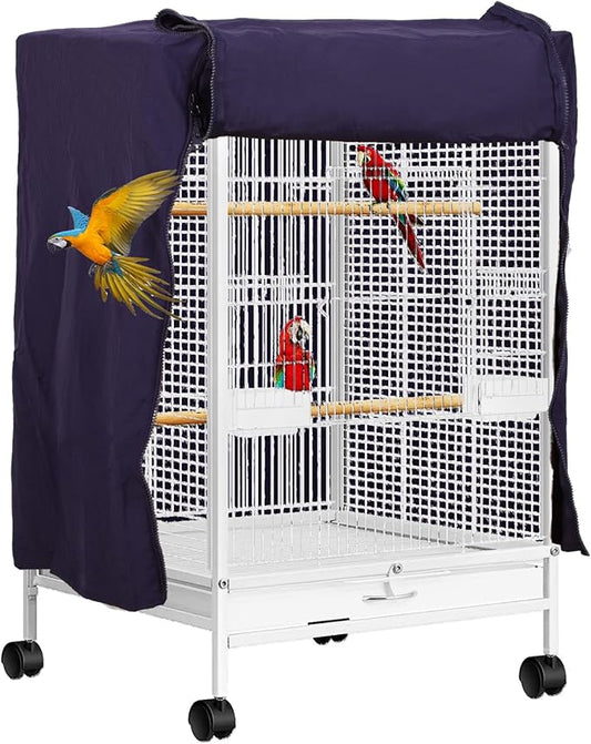 QBLEEV Birdcage Cover, Breathable Night Cover for Bird Cages, Parrot Cage Cover Shade Pet Universal Blackout Windproof Light-Proof Sleep Reduces Distractions Night Accessories Cloth Without Cage