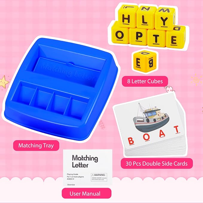 Fenikso Matching Letter Game, Spelling Word and Increases Memory, Early Learning Educational Toy for Preschool & Kindergarten Kids Over 3-8 Years Old (Pack of 2)