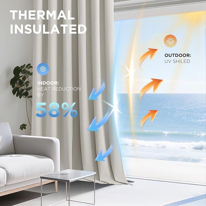 Joydeco White 100% Blackout Curtains 108 Inch 2 Panels, Luxury Thermal White Velvet Curtains for Bedroom Living Room, Soundproof Blackout Window Drapes, Rod Pocket & Back Tab (52W x 108L)
