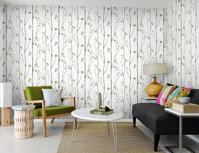 Timeet Green Leaf Wallpaper 16" x 197" Boho Floral Peel & Stick Removable