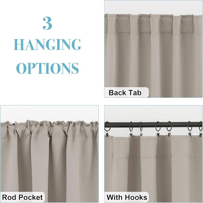 RYB HOME Blackout Curtains for Living Room, Privacy Thermal Insulating Window