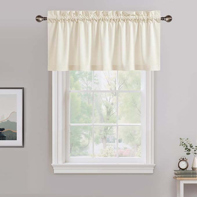 NICETOWN Ivory White Velvet Valance Curtain